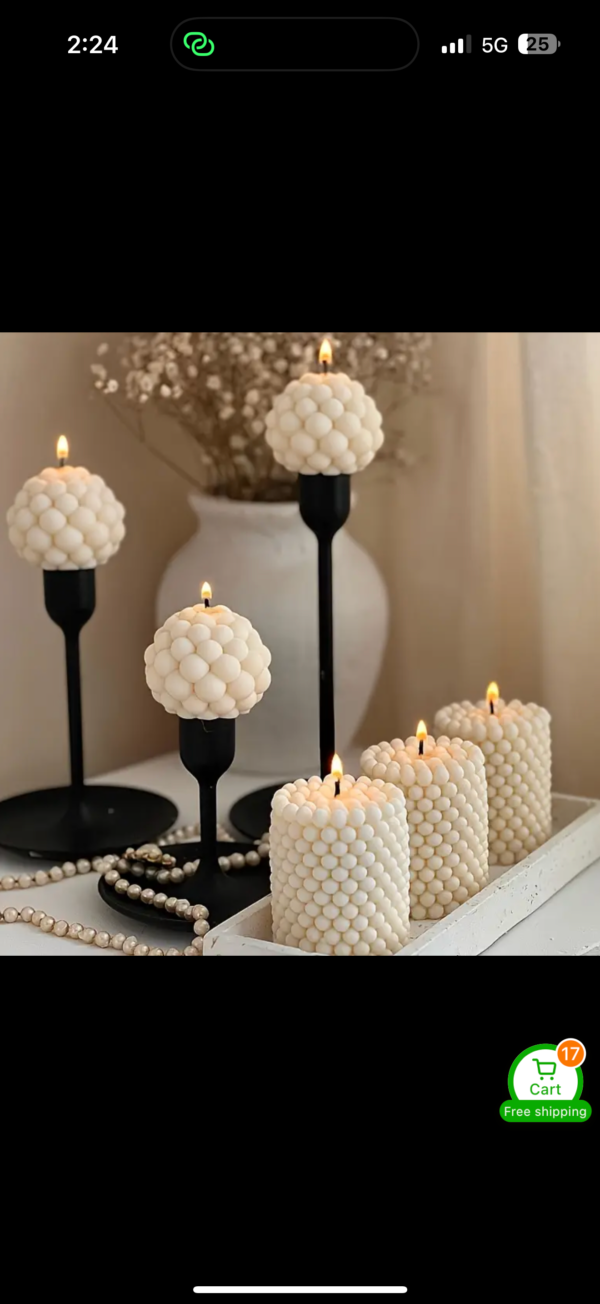 1pc 3D Bubble Candle Ball Shape Resin Silicone Mold Round Cylinder Silicone Molds For Candle Making